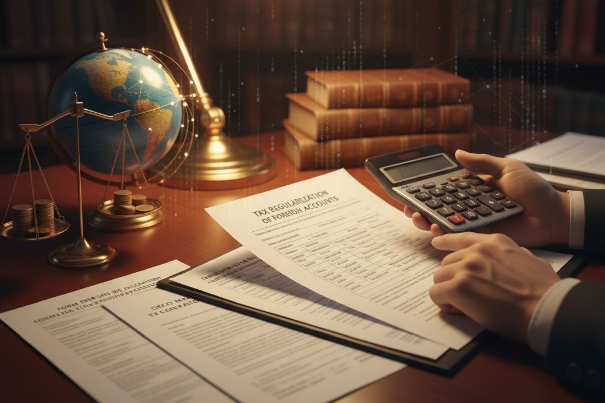 What are the conditions for calculating the tax credit or the additional tax payable in the tax regularization of a foreign account?