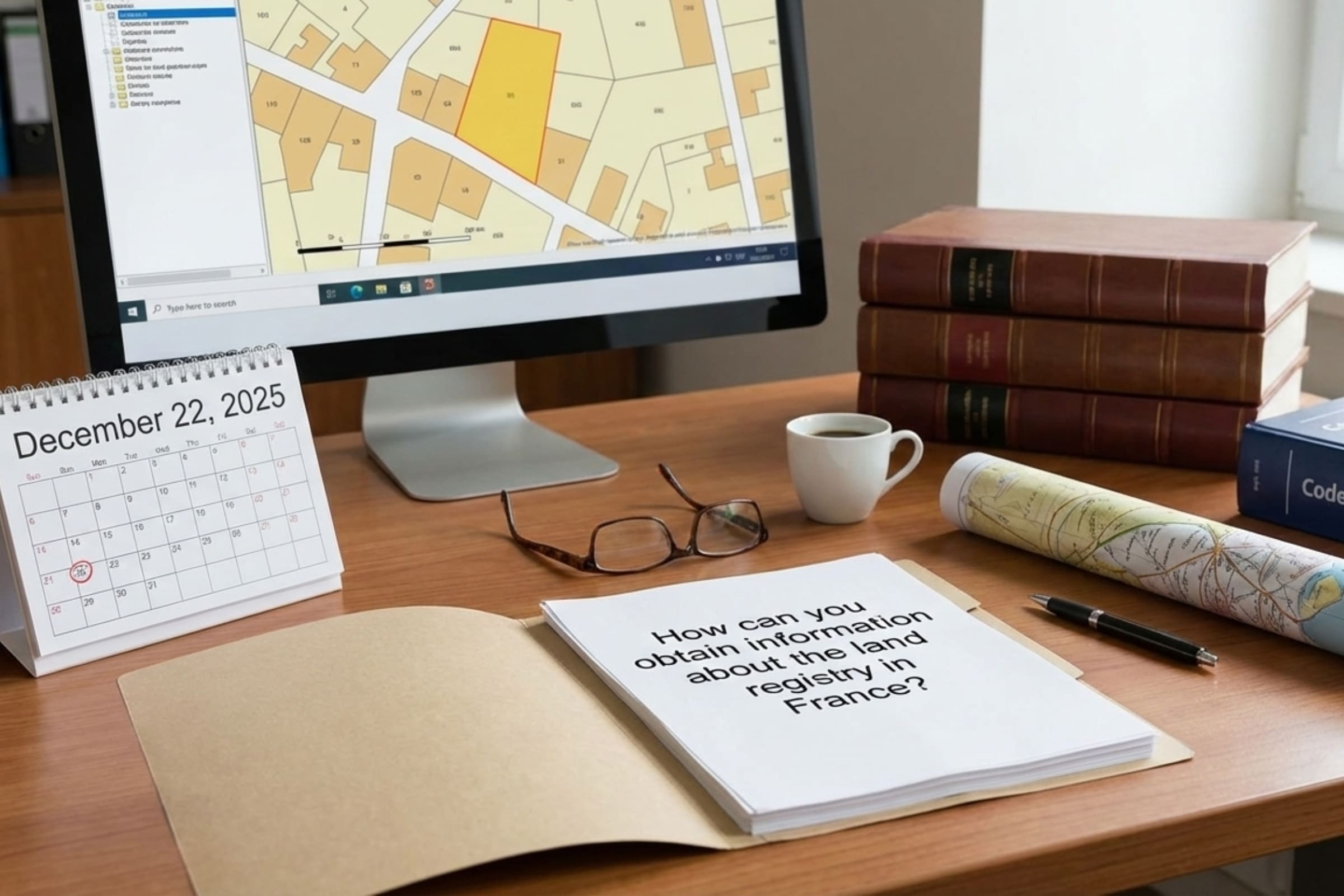 How can you obtain information about the land registry in France?