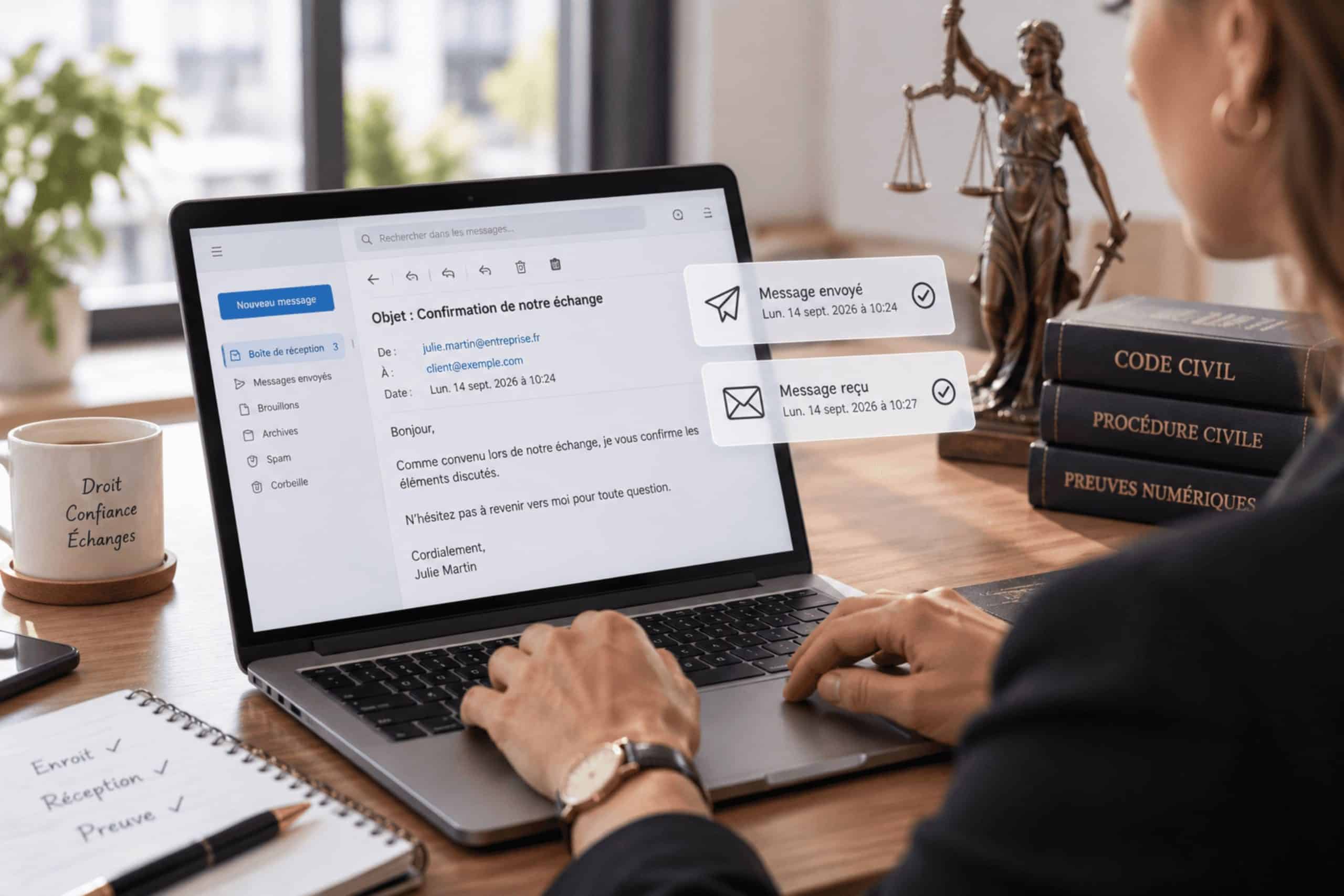 Valeur juridique d'un mail : preuve de l'envoi et de la réception