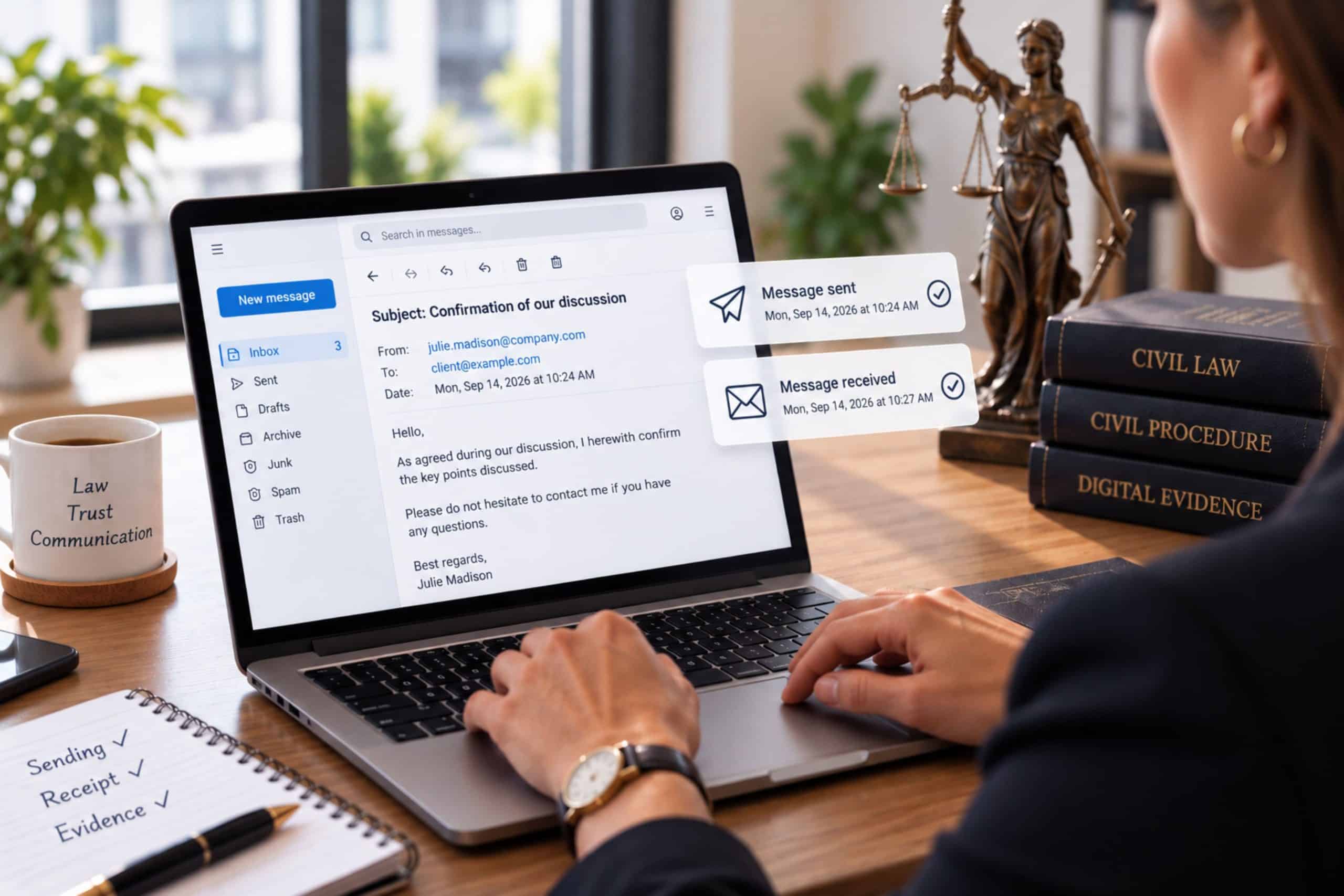 Legal value of an email in France: proof of sending and receipt